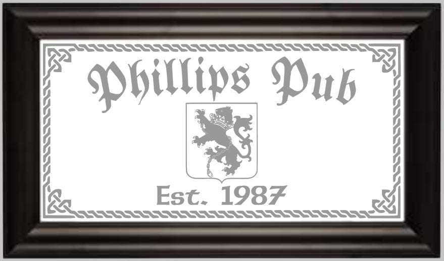Personalized Family Crest Coat of Arms Mirror in Barnwood Frame, Personalized Bar Mirror, Custom Engraved Mirror, barn wood mirror, 12x24