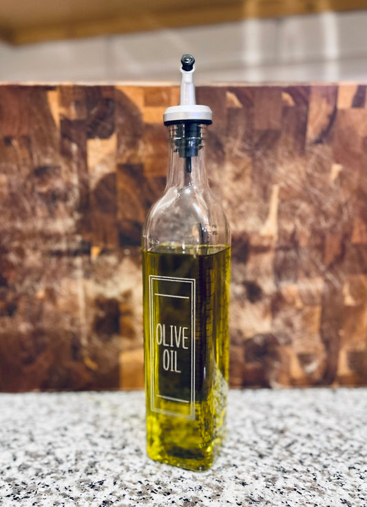 Custom Oil Vinegar Dispenser Set|Personalized Chef Gift|Salad Dressing Dispenser Set|Glass Oil Pourer|Mess Free Oil Dispenser|17oz Glass