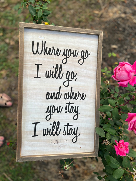 Personalized Whitewashed Hanging Bible Verse|Biblical Wall Hanging|Where You Go I Go Sign||Inspirational Wall Decor|Teen Room Sign