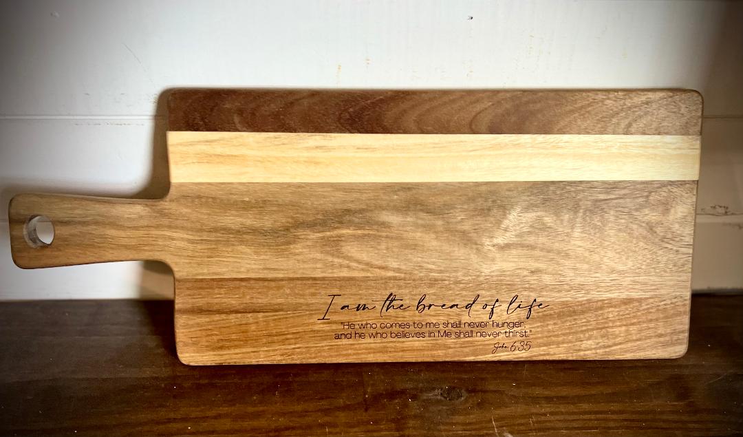 Custom Laser Engraved Acacia Wood Charcuterie Board|Personalized Cutting Board|Custom Charcuterie Board|Cheese Tray|Bible Verse Gift|8x20”