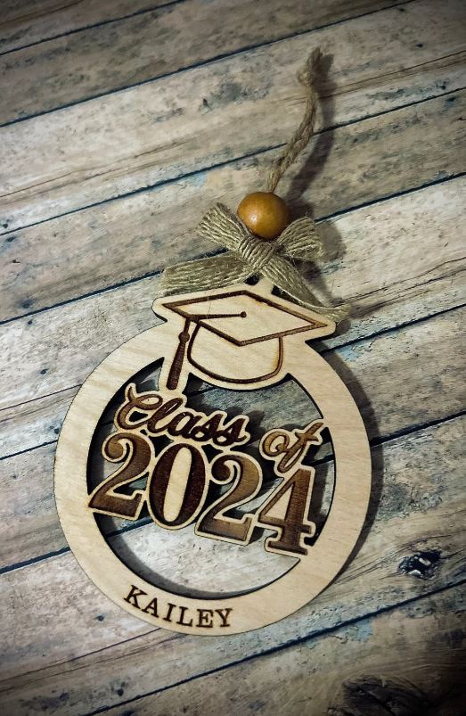 Personalized Engraved Wood Graduation Christmas Ornament|Wooden Christmas Ornament|Personalized Grad Ornament|2024 Grad Ornament