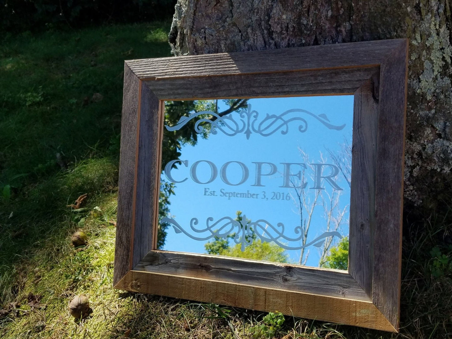 Personalized Mirror, Custom Mirror, Barnwood Mirror, Personalized Mirror, Award, Square Mirror, Business Mirror, Business Sign 8x8