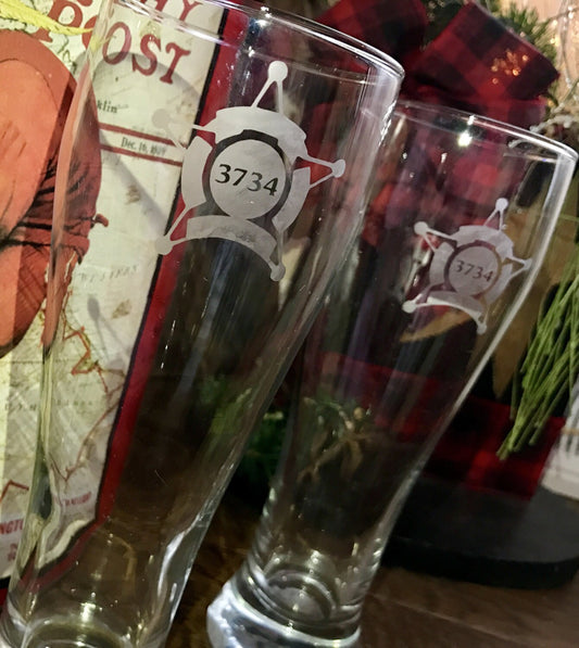 Custom Etched Tall Pilsner Glass