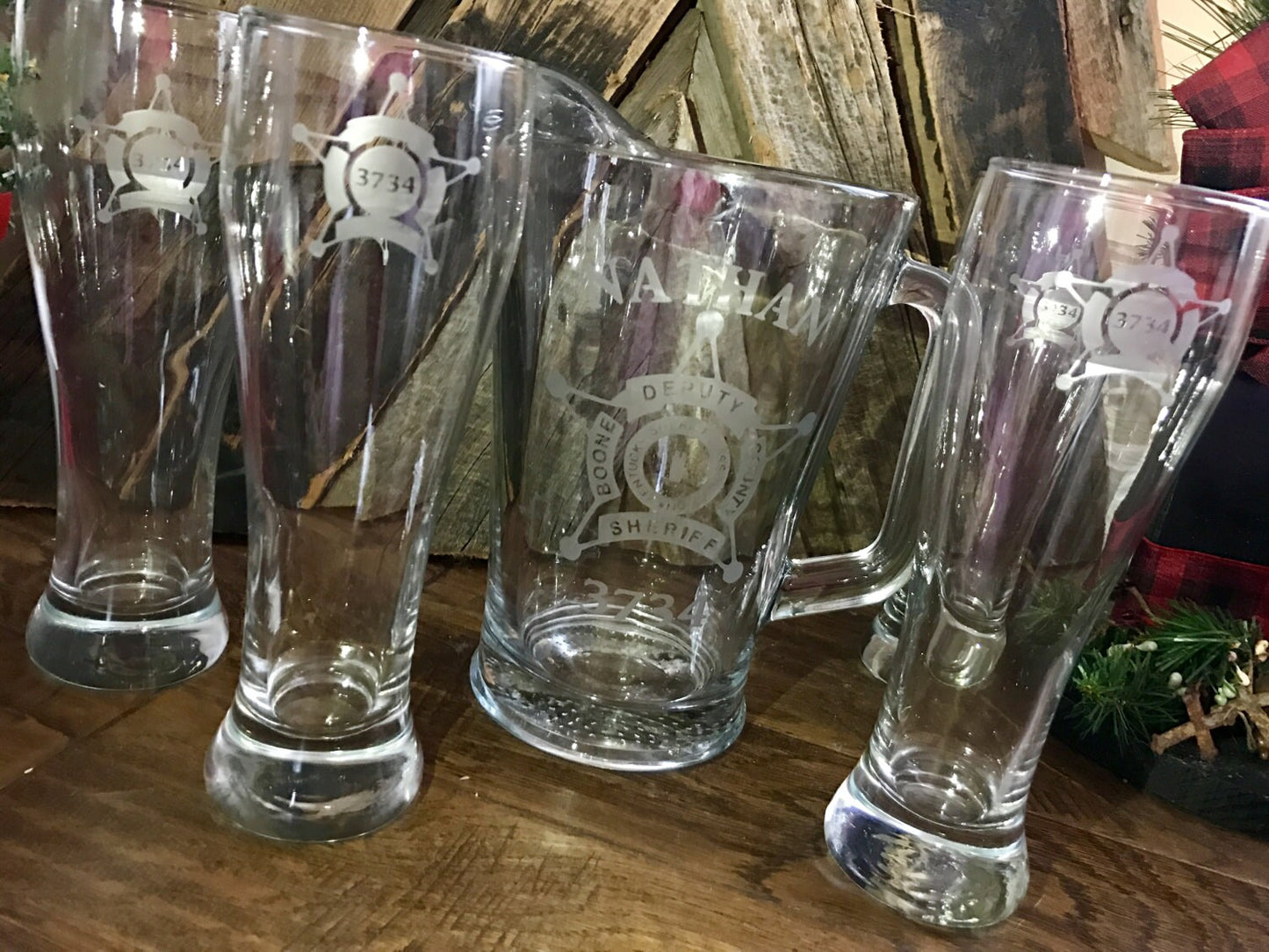 Custom Etched Tall Pilsner Glass