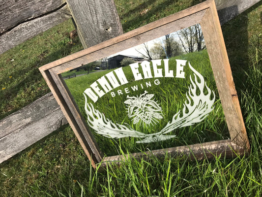 Custom Personalized Mirror, Large Mirror, Personalized Barnwood Barn Wood Mirror, Custom Engraved Mirror, Personalized Bar Mirror 16x20