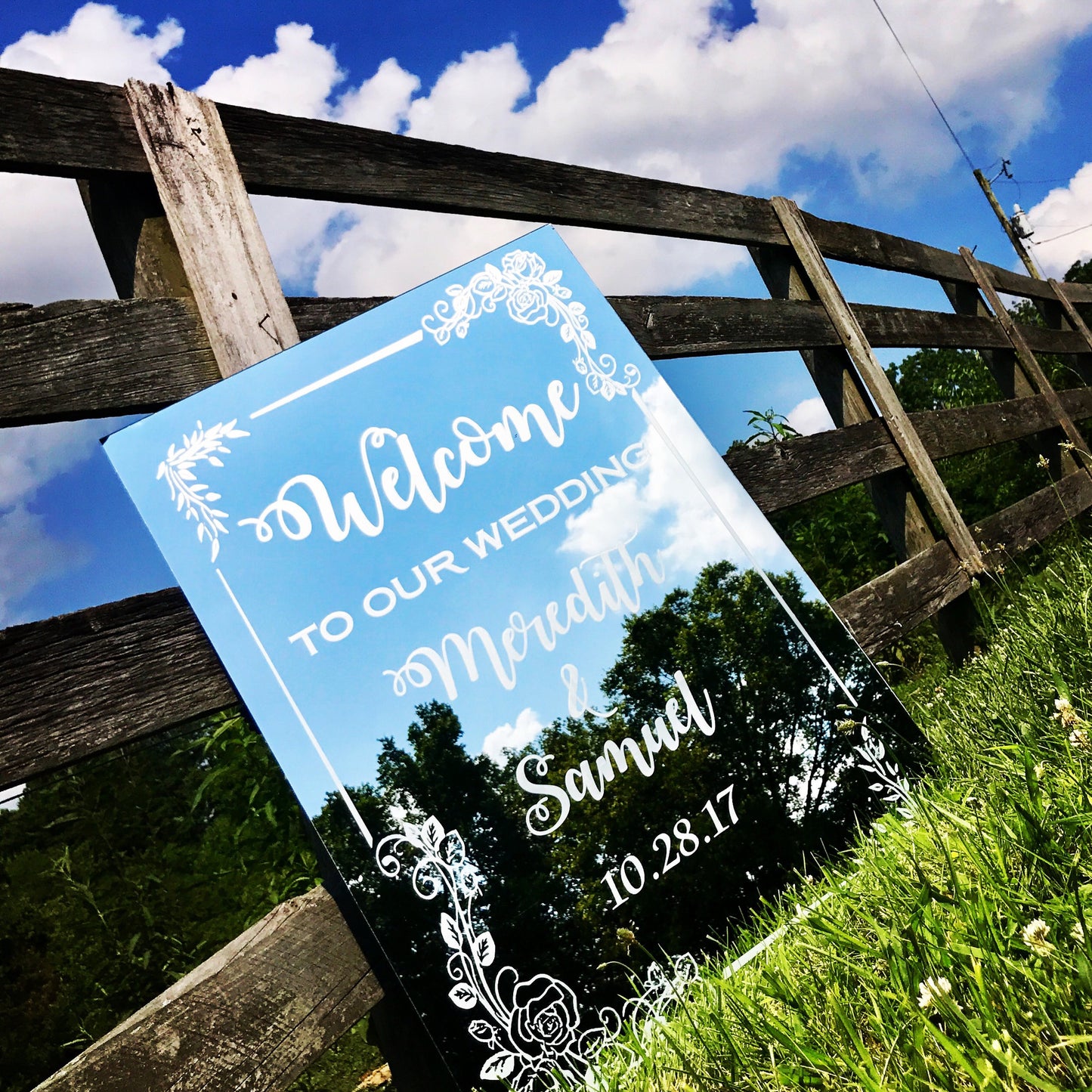 Personalized Wedding Mirror Sign|Welcome To Our Wedding Sign|Custom Wedding Glass Sign|Engraved Wedding Mirror|Etched Mirror|Wedding Signage
