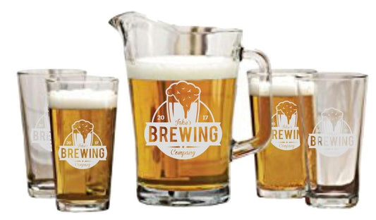 Personalized Beer Pitcher & Glass Gift Set, Engraved Pitcher, Custom Barware, Glassware, Personalized Pitcher, Gifts for him