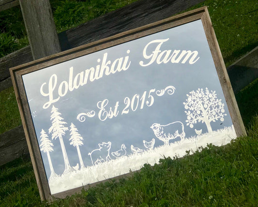 Personalized Farm House Mirror|Farm Decor|Personalized Farm Mirror|Farmhouse Sign|Farmhouse Style Mirror|Etched Mirror, 24x36