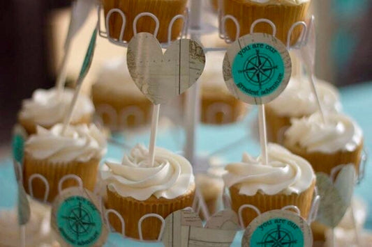 World Atlas Map Cupcake Toppers, Map Baby Shower, Map Birthday Party, World Atlas Birthday, Adventure Baby Shower, World Map