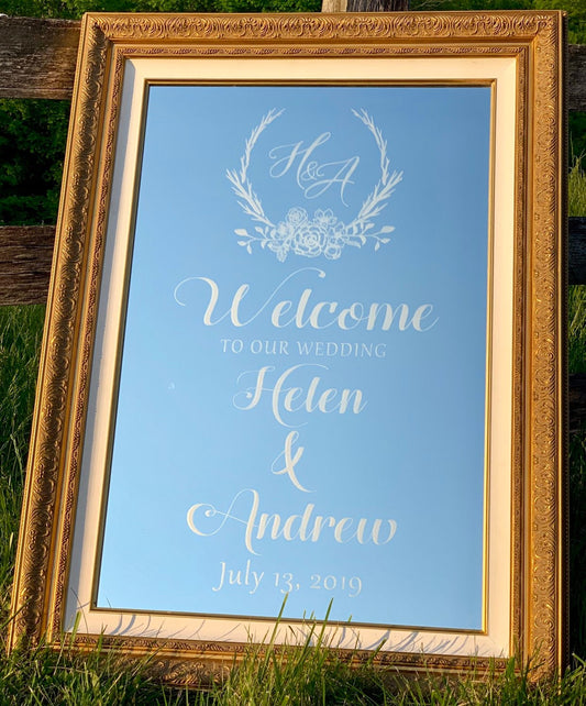 Wedding Welcome Mirror, Wedding Welcome Sign, Mirror Welcome Sign, Custom Mirror, Personalized Sign, Personalized Mirror