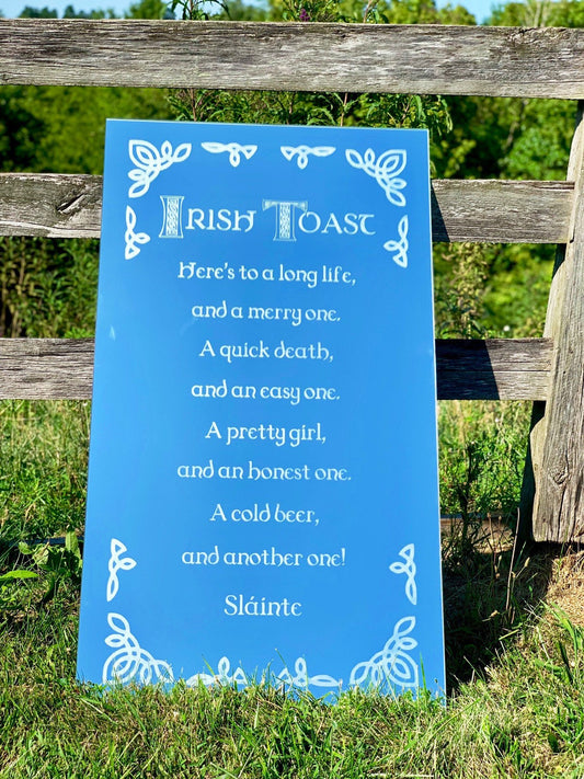 Custom Frameless Wall Mirror|Irish Sign|Personalized Bar Mirror|Custom Engraved Mirror|Etched Mirror|Custom Bar Mirror|Irish Toast|Prayer