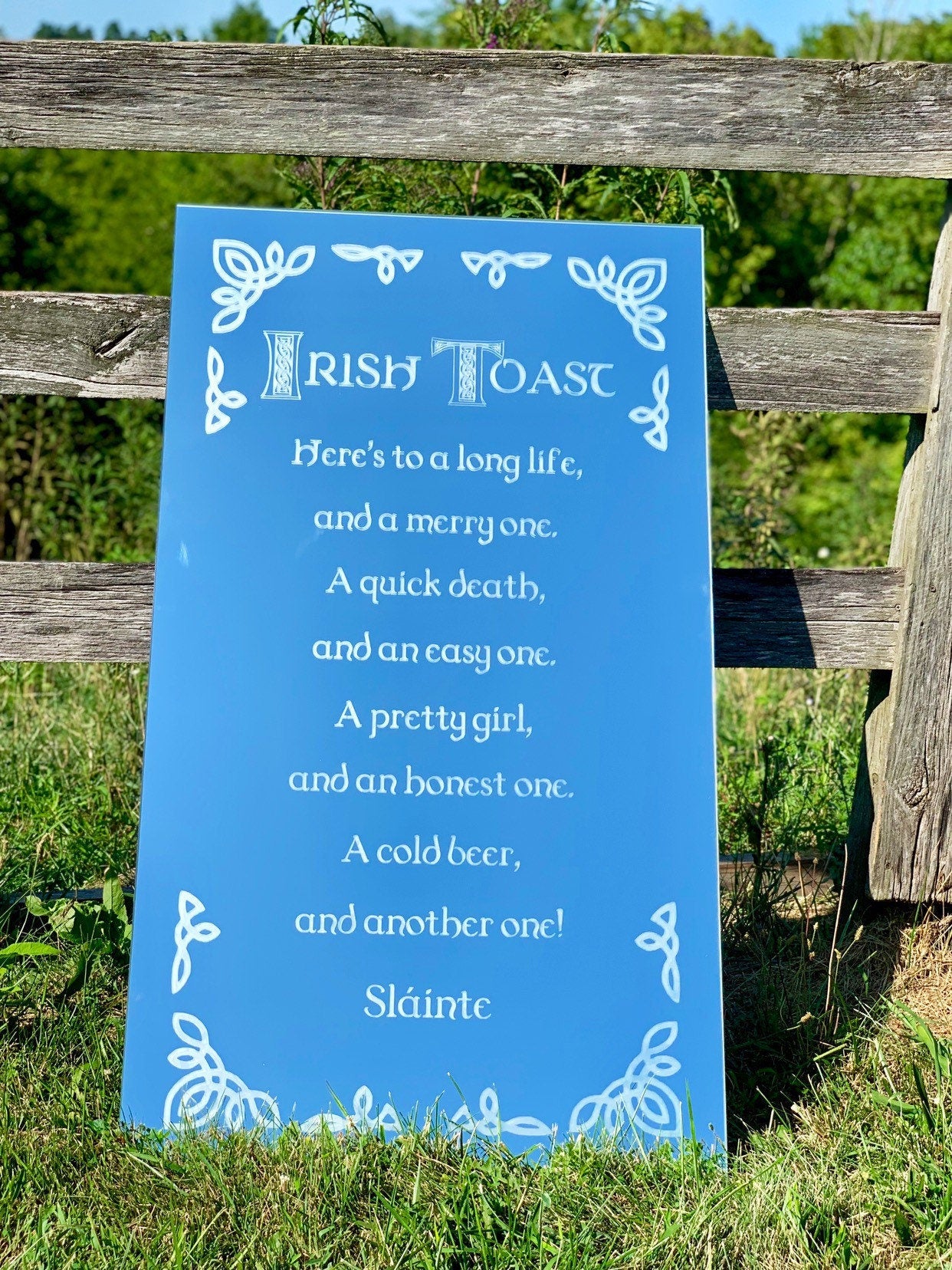 Custom Frameless Wall Mirror|Irish Sign|Personalized Bar Mirror|Custom Engraved Mirror|Etched Mirror|Custom Bar Mirror|Irish Toast|Prayer