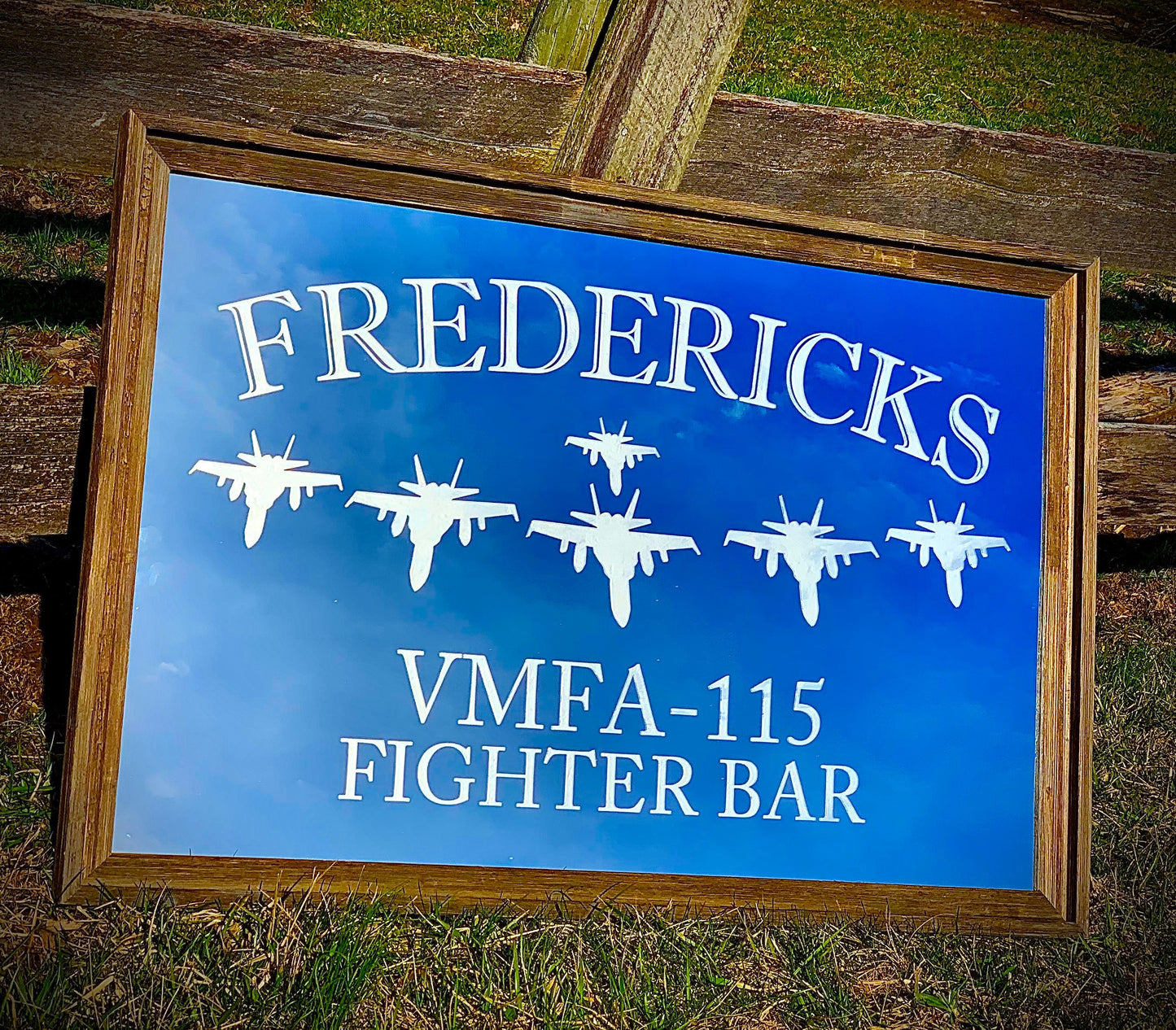 Custom Fighter Jet Bar Mirror|Large Mirror|Personalized Bar Mirror|Farmhouse Decor|Custom Engraved Mirror|Military Mirror|24x36