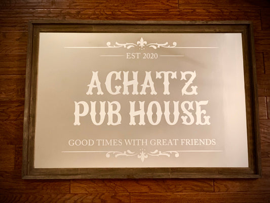 Custom Name Barnwood Mirror|Large Mirror|Personalized Bar Mirror|Farmhouse Decor|Custom Engraved Mirror|Etched Mirror|24x36