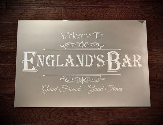 Custom Welcome Mirror|Large Mirror|Personalized Bar Mirror|Welcome Decor|Custom Engraved Mirror|Etched Mirror|24x36