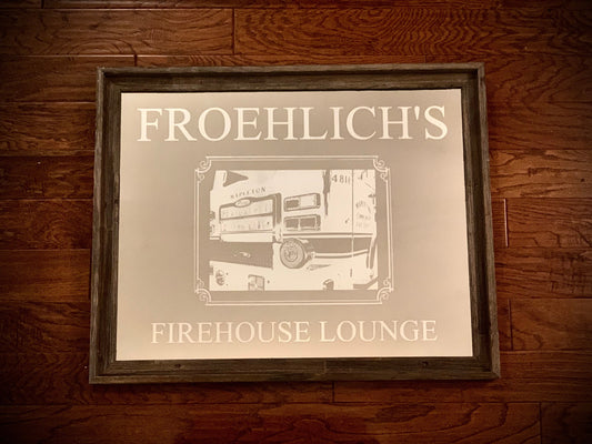 Personalized Fire Truck Mirror|Personalized Bar Mirror|Engraved Mirror|Etched Entryway Mirror|Fire Dept Decor|Memorial Gift|Fire House|22x28