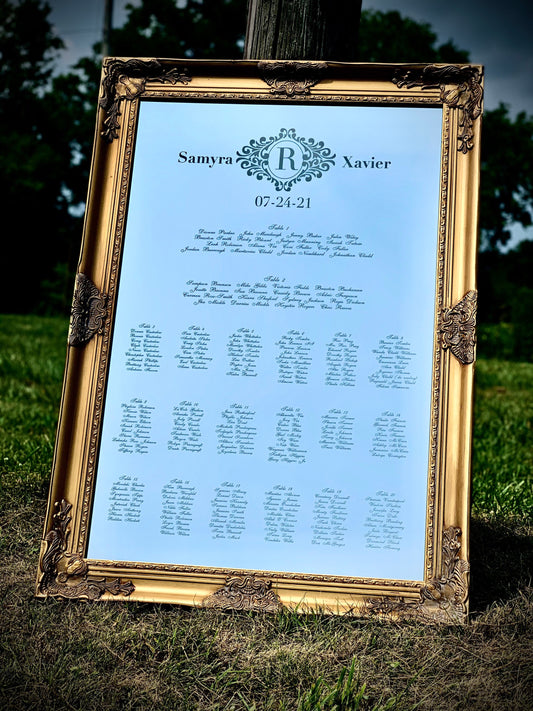 Wedding Seating Chart Mirror|Mirror Seating Chart|Custom Wedding Mirror|Seating Chart Mirror|Wedding Mirror|Hand Lettered Mirror|Monogram
