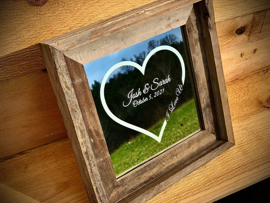 Barnwood Anniversary Mirror|Desk Mirror|Table top Mirror|Rustic Table Top Mirror|Wedding Mirror|Barn Wood Tabletop Mirror|Square Mirror|8x8