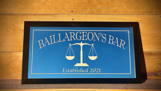 Custom Scales Of Justice Mirror|Large Mirror|Personalized Bar Mirror|Custom Engraved Mirror|Black mirror|Attorney Sign|Lawyer Sign|Law|12x24