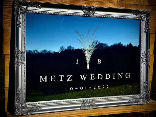 Wedding Logo Mirror|Silver Wedding Welcome|Custom Wedding Mirror|Wedding Mirror|Wedding Monogram Sign|24x36 Silver