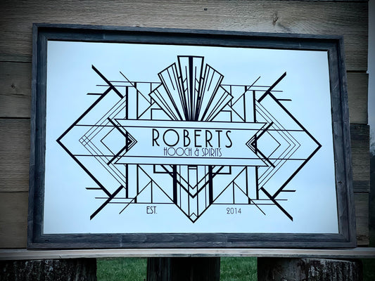 Custom Engraved 1920’s Mirror|Large Geometric Mirror|Personalized Bar Mirror|Modern Farmhouse|Custom Engraved Mirror|Etched Mirror|24x36