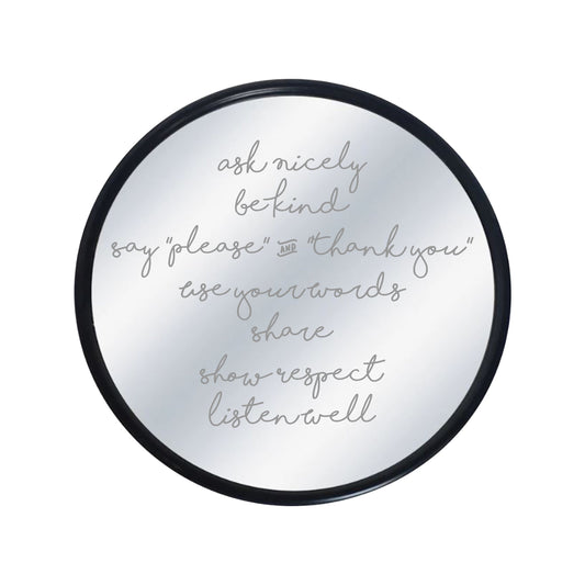 Personalized Round Black Metal Framed Mirror|Round Mirror|Custom Round Sign|Engraved Hand Written Mirror|Etched Mirror|Round 22"