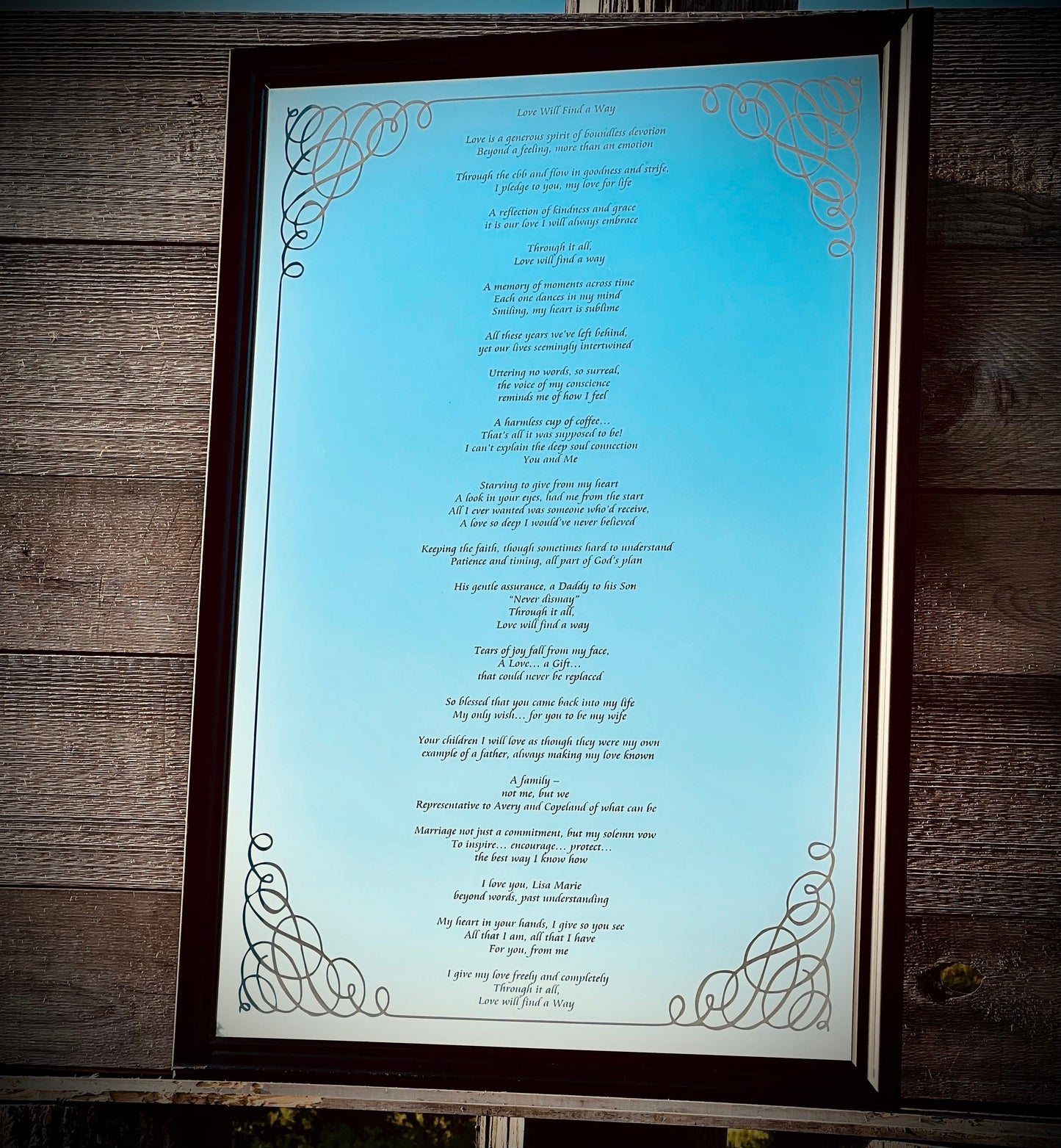 Personalized Poem Mirror|Custom Poem Print Framed|Custom Poem Framed|Custom Engraved Mirror|Inspirational Wall Art|Framed Poem Print