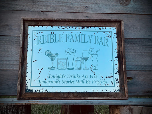 Personalized Antique Bar Mirror|Large Mirror|Barn wood Mirror|Custom Engraved Mirror|Laser Engraved Mirror|Custom Drinking Glass|18x24