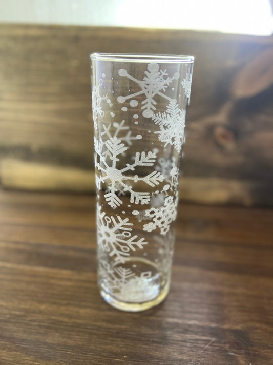 Beautiful Handmade Etched Snowflake Vase