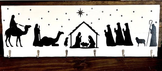 Custom Nativity Wall Stocking Hanger|Rustic Stocking Holder|Stocking Holder|Nativity Wall Sign|Jesus Wall Hanging|Faith Wall Stocking Holder