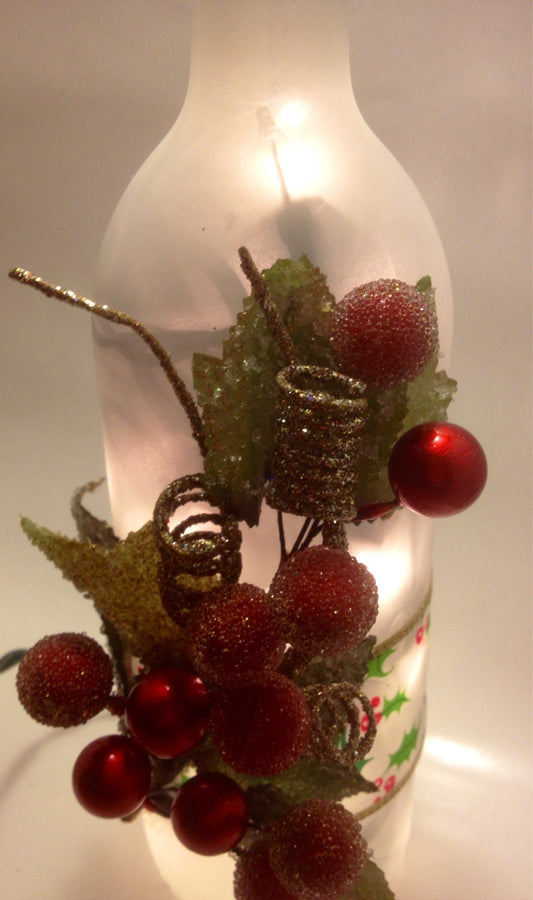 Christmas Berry Wine Bottle Lamp