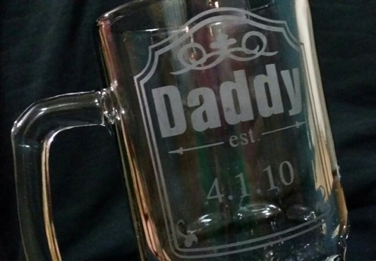 Personalized Liter Mug, Custom Beer Mug, Large Beer Mug, Etched Mug, Etched Glass, Beer Glass, Gift for Him, Military Gift, Sports Gift