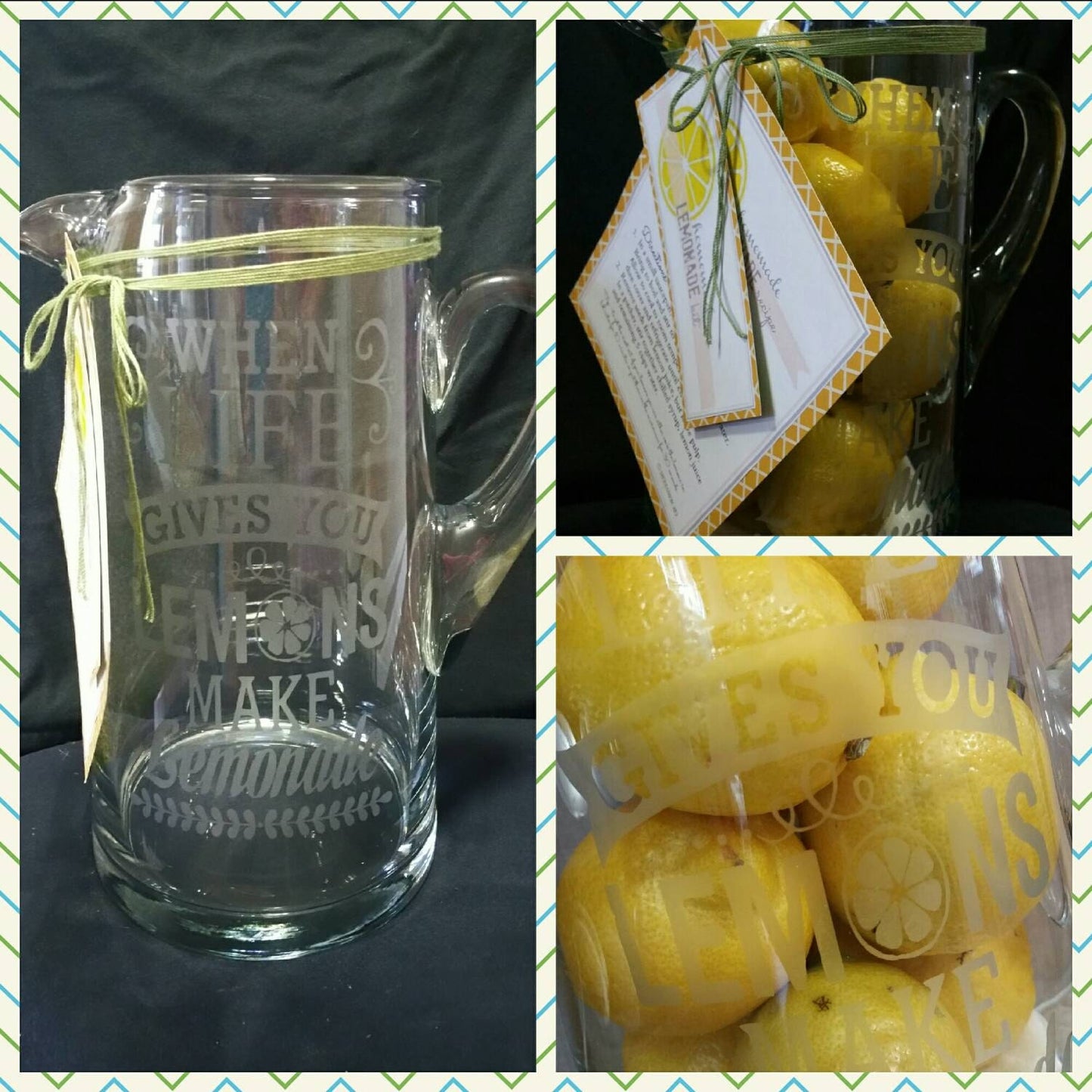 Personalized Engraved Glass Lemonade Pitcher|Glass Pitcher|Personalized Wedding Gift|Iced Tea Pitcher|Monogram Pitcher Glass Set