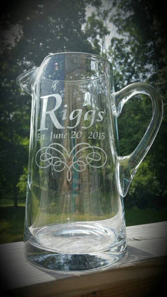 Personalized Engraved Glass Lemonade Pitcher|Glass Pitcher|Personalized Wedding Gift|Iced Tea Pitcher|Monogram Pitcher Glass Set