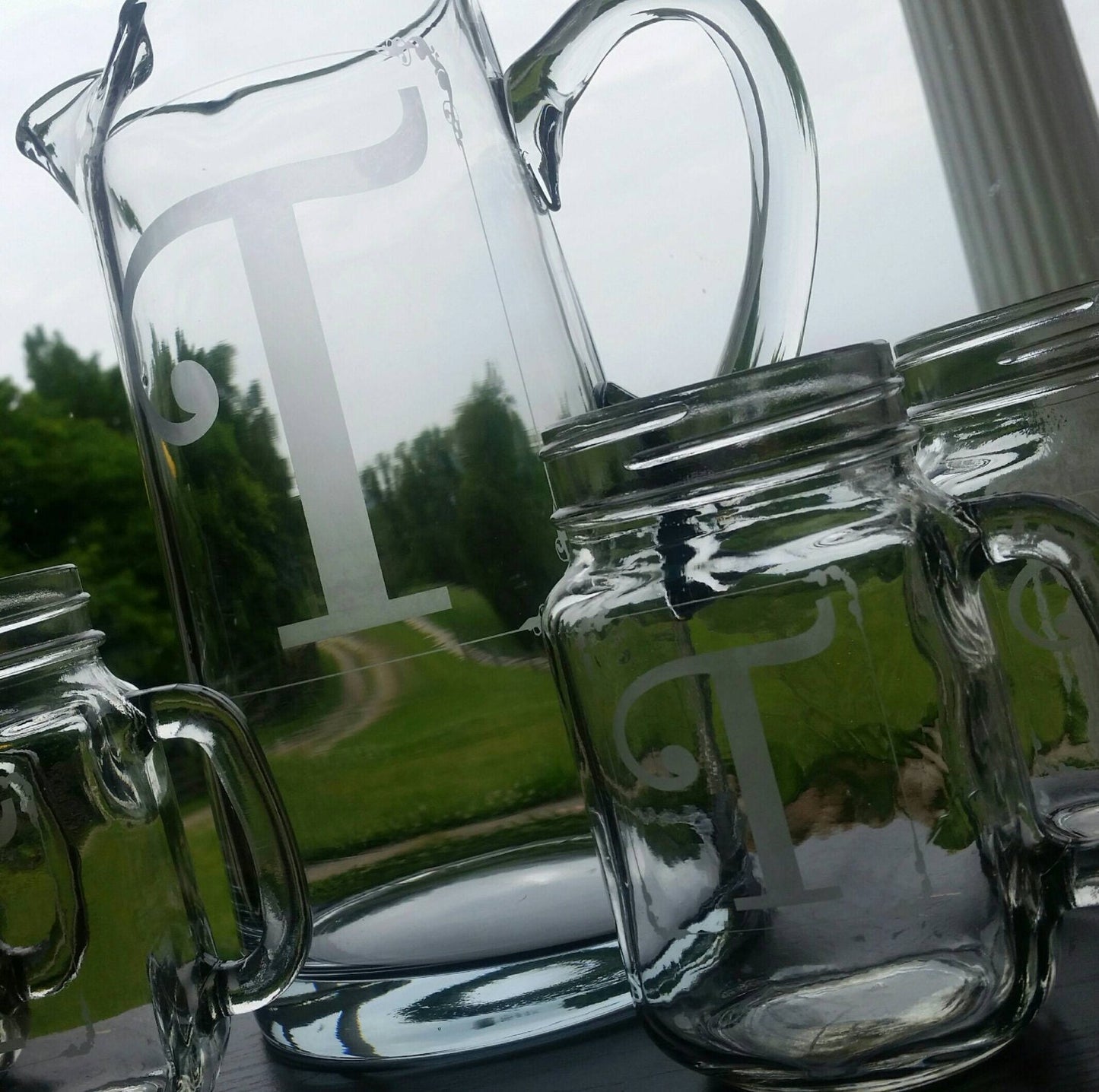 Personalized Engraved Glass Lemonade Pitcher|Glass Pitcher|Personalized Wedding Gift|Iced Tea Pitcher|Monogram Pitcher Glass Set